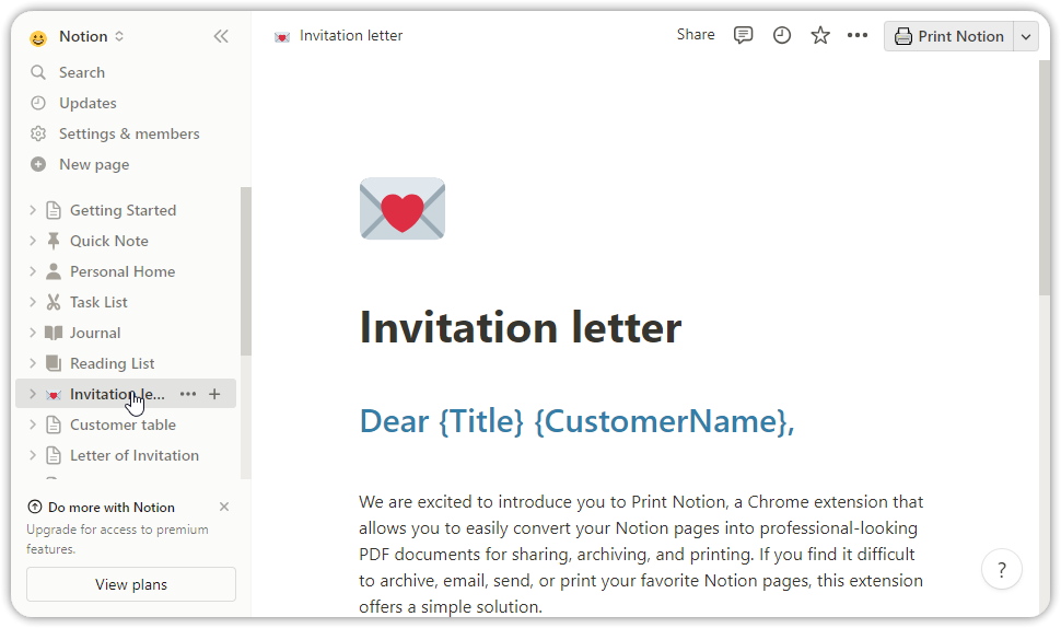 Print Notion user manual step-by-step screenshot