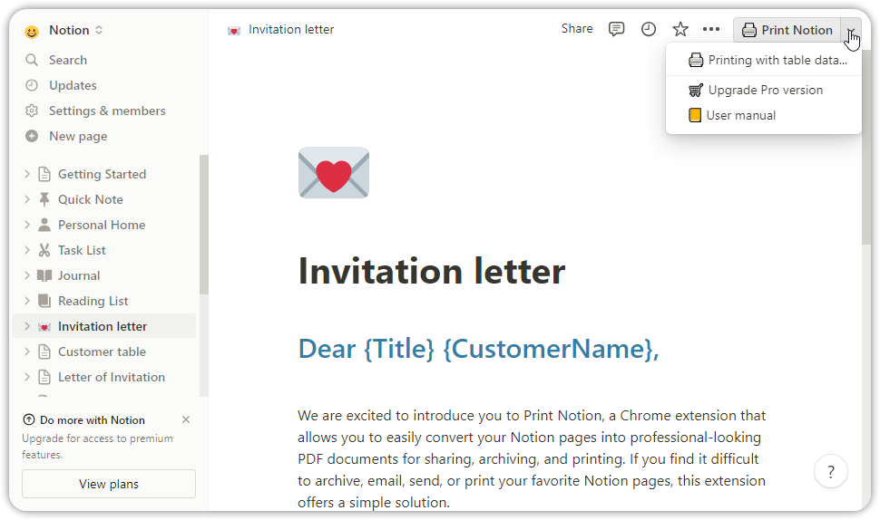 Print Notion user manual step-by-step screenshot