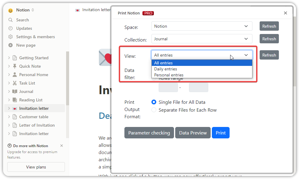 Print Notion user manual step-by-step screenshot