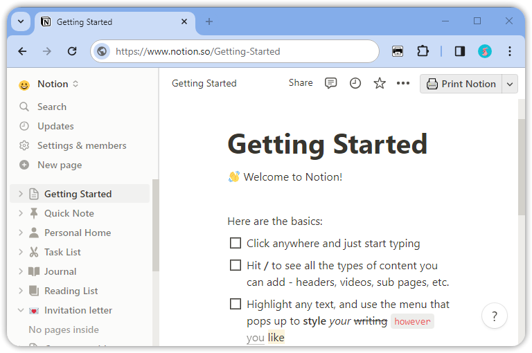 Print Notion user manual step-by-step screenshot