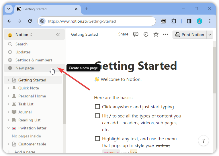 Print Notion user manual step-by-step screenshot