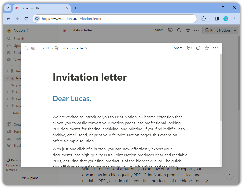 Print Notion user manual step-by-step screenshot