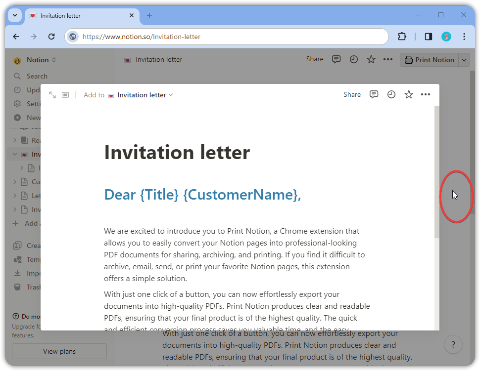 Print Notion user manual step-by-step screenshot